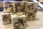 Кубики деревянные с выжжеными буквами. Экологично